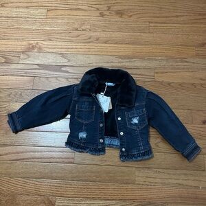 Girl’s Mayoral Blue and Black Jean Jacket with Cozy Collar Size 18 months